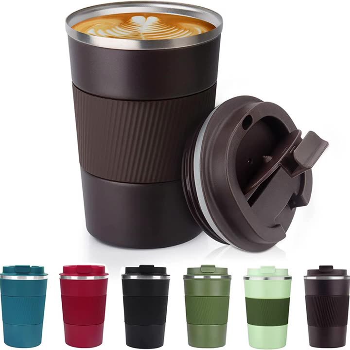 Reusable Leakproof Insulated Stainless Steel Tumbler Travel Car Coffee Mug Cups with Silicone Sleeve