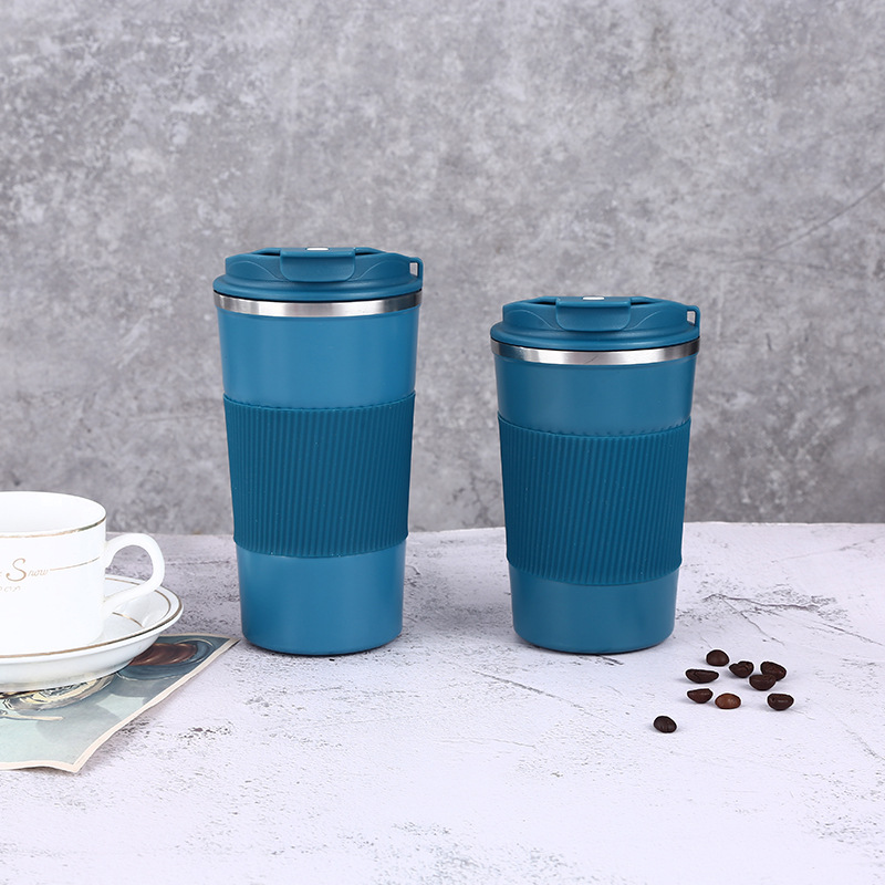 Reusable Leakproof Insulated Stainless Steel Tumbler Travel Car Coffee Mug Cups with Silicone Sleeve