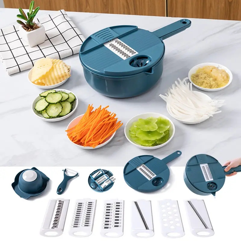 12 in 1 Fruit & Vegetable Tools Kitchen Gadgets Vegetable Chopper Slicer Rotate Multifunctional Vegetable Cutter
