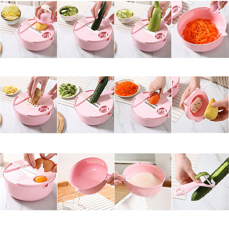 12 in 1 Fruit & Vegetable Tools Kitchen Gadgets Vegetable Chopper Slicer Rotate Multifunctional Vegetable Cutter