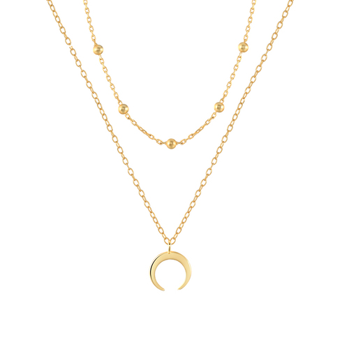 CANNER Women Minimalist Jewelry 18K Gold Plated 925 Sterling Silver Moon Pendant Necklace