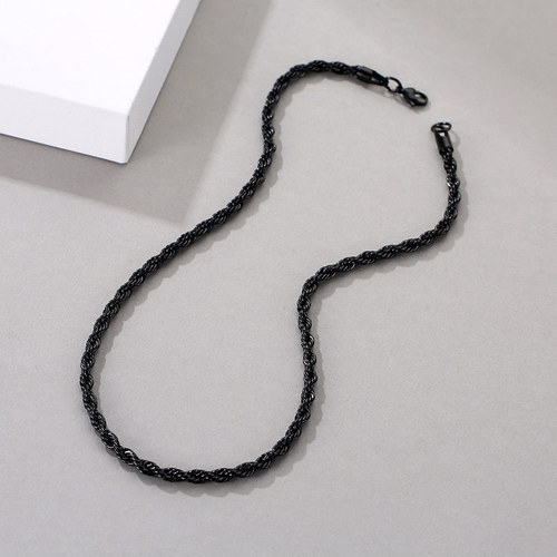 5MM Stainless Steel / Gold Plated / Black Twist Rope Chain Necklaces For Women Men Fashion Hip Hop Jewelry