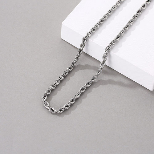 5MM Stainless Steel / Gold Plated / Black Twist Rope Chain Necklaces For Women Men Fashion Hip Hop Jewelry