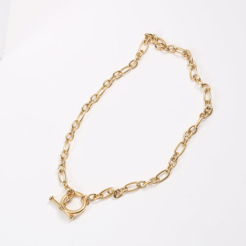 Joolim 18K Gold Plated Chunky Link Chain Toggle Necklace Stainless Steel Necklace Jewelry 