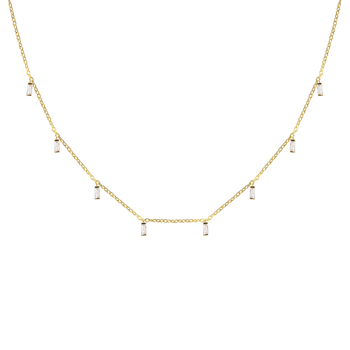 Designer  Name 925 Sterling  Simple and Versatile Square Diamond Women Clavicle Pure Jewelry Silver Necklace