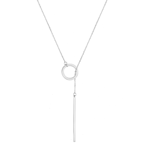 INS Most Popular designer Trendy 316 Stainless Steel Jewelry  Circle Lariat Bar Pendant Necklace Women