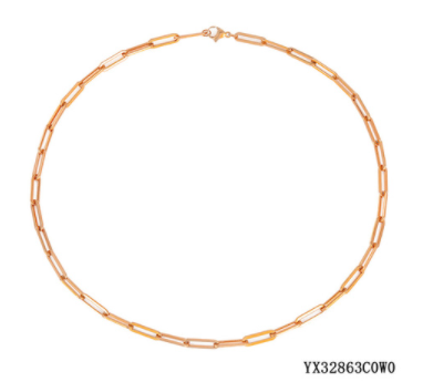 eManco New 50cm Paperclip Link Long Chain Necklace Women Men 316L Stainless Steel Jewelry