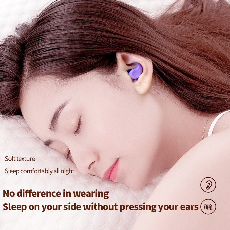 Sleep Aid Noise Reducing Reusable Silicone Earplugs Washable Portable Soundproof Ear Plugs for Sleeping 