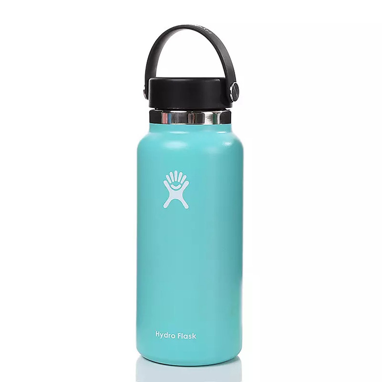 New stainless steel 40 oz water bottle insulated wide mouth retractable cover portable cup