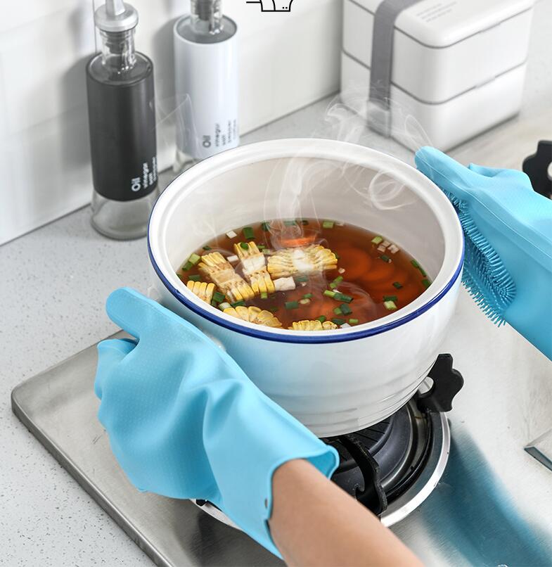 Dish Washing Gloves Scrubber Gloves Heat Resistant Silicone Sponge Magic Silicone Eco-friendly Provided Kitchen Gloves C