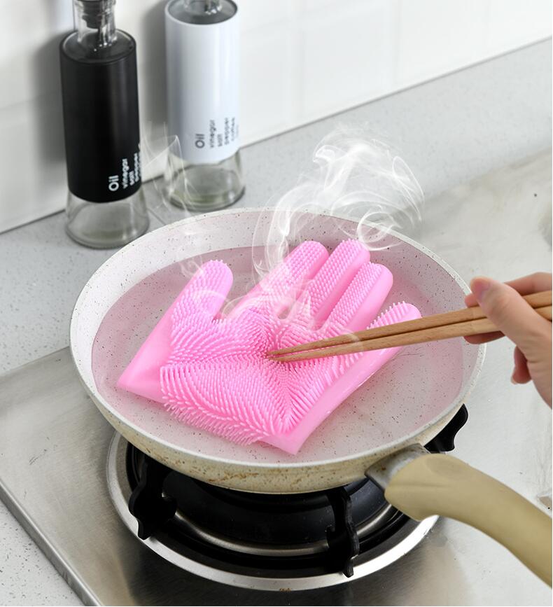 Dish Washing Gloves Scrubber Gloves Heat Resistant Silicone Sponge Magic Silicone Eco-friendly Provided Kitchen Gloves C