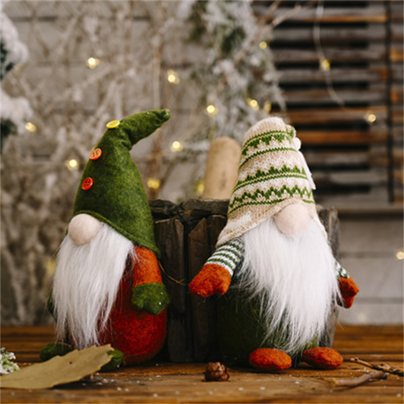 MK Christmas Textile Cloth Standing Faceless Doll Ornaments Christmas Doll Decoration For Gift