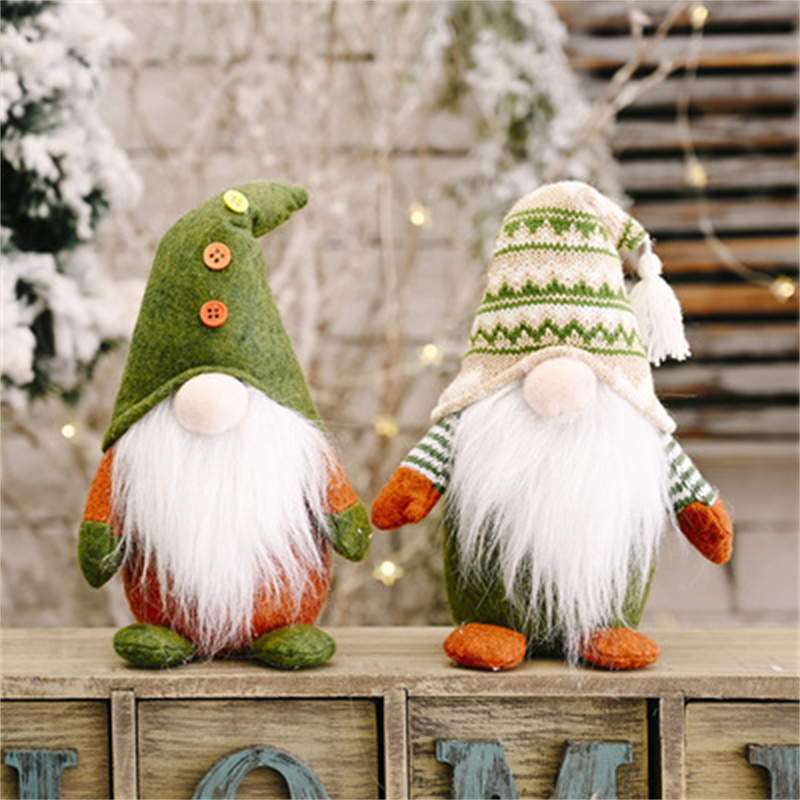 MK Christmas Textile Cloth Standing Faceless Doll Ornaments Christmas Doll Decoration For Gift