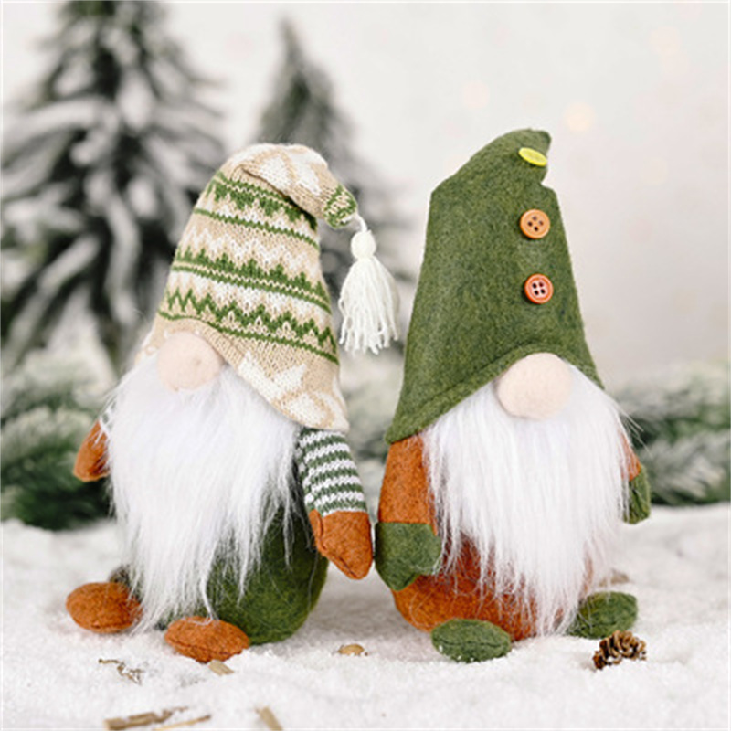 MK Christmas Textile Cloth Standing Faceless Doll Ornaments Christmas Doll Decoration For Gift