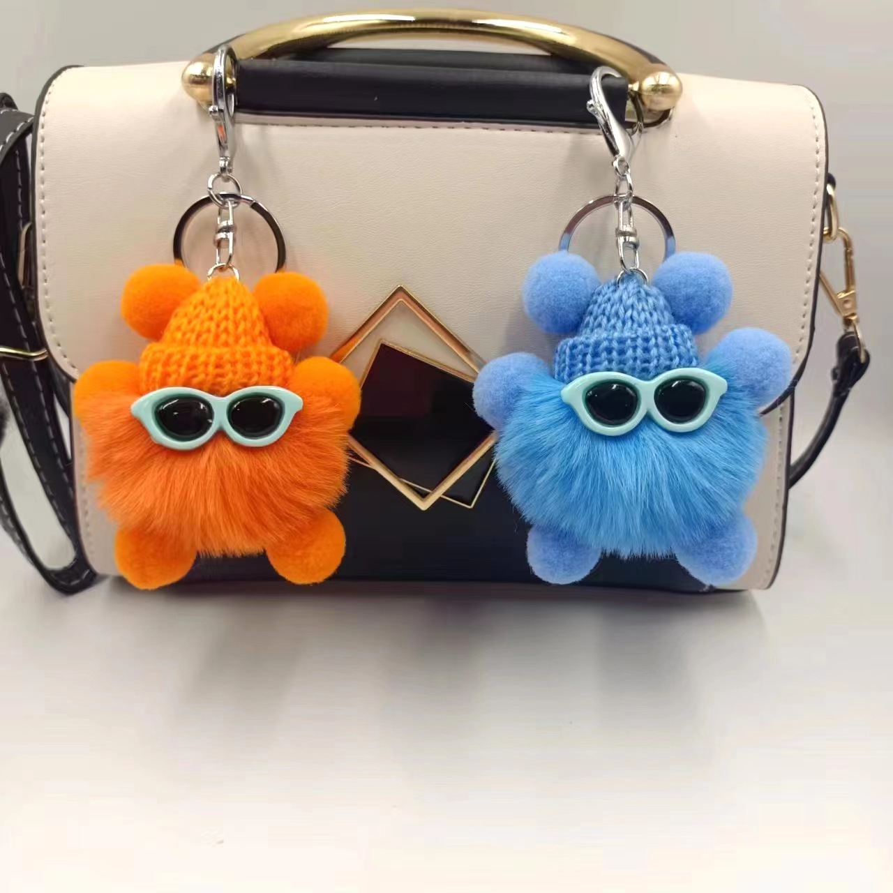 Plush small coal ball pendant cute cartoon plush bag accessories keychain accessories