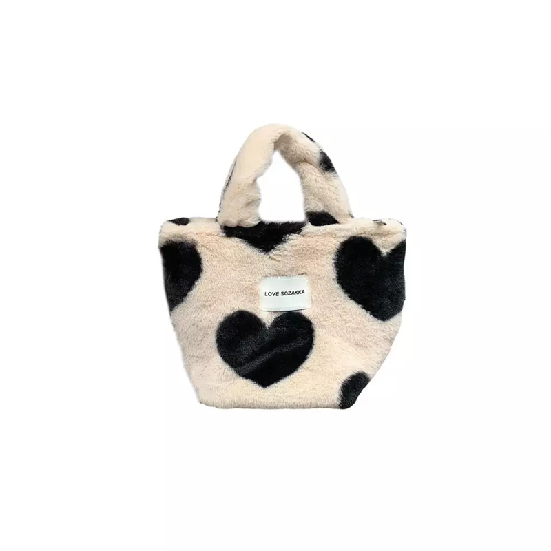 Women Heart Hand Bags Fashion Designer Fur Tote Bags Women Handbags Ladies Purses