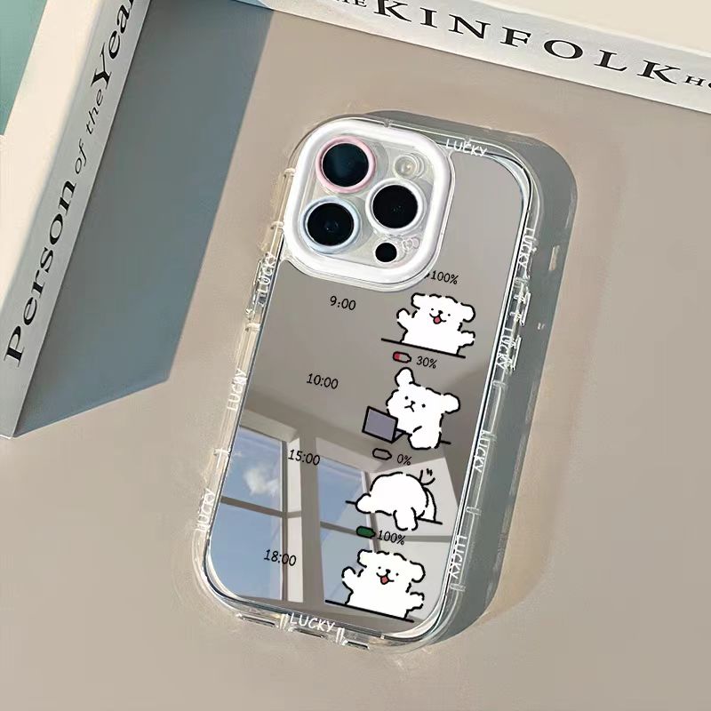 ins creative simple personality puppy mirror phone case