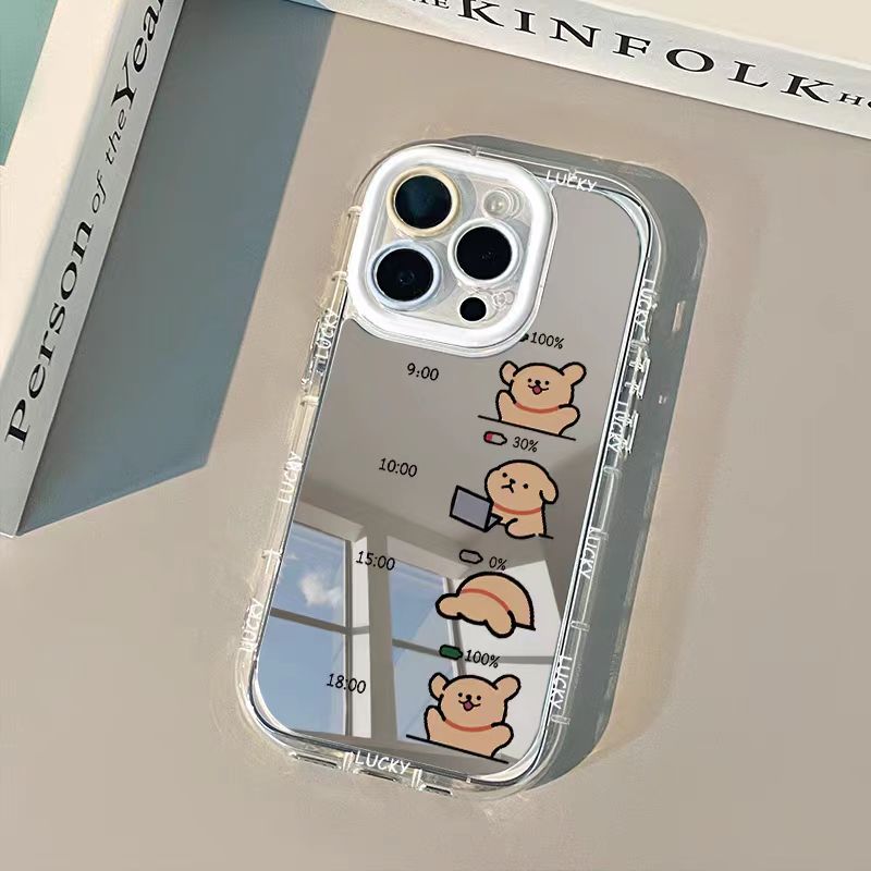 ins creative simple personality puppy mirror phone case