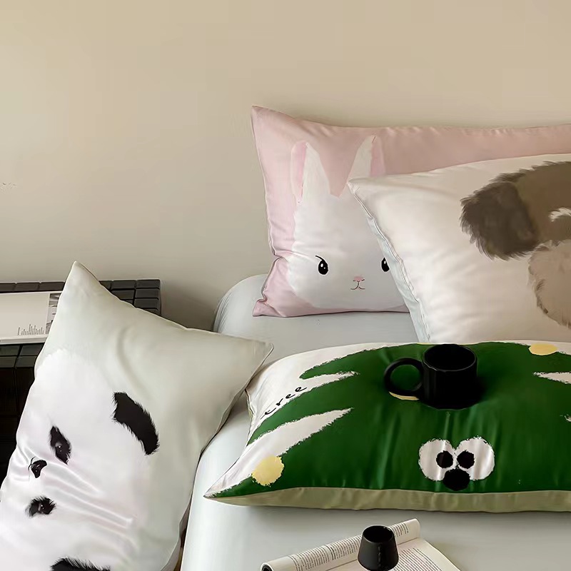 Popular Cartoon Silk Summer Cool Ice Pillow Cover (1 Case)
