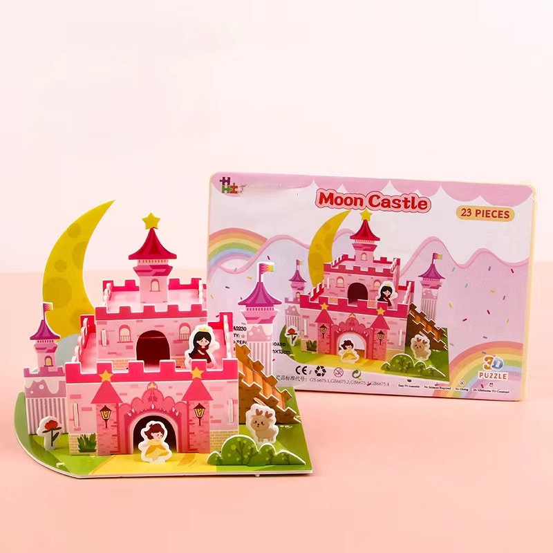 Creative Children's DIY Handmade Cartoon House 3D Puzzle Toy