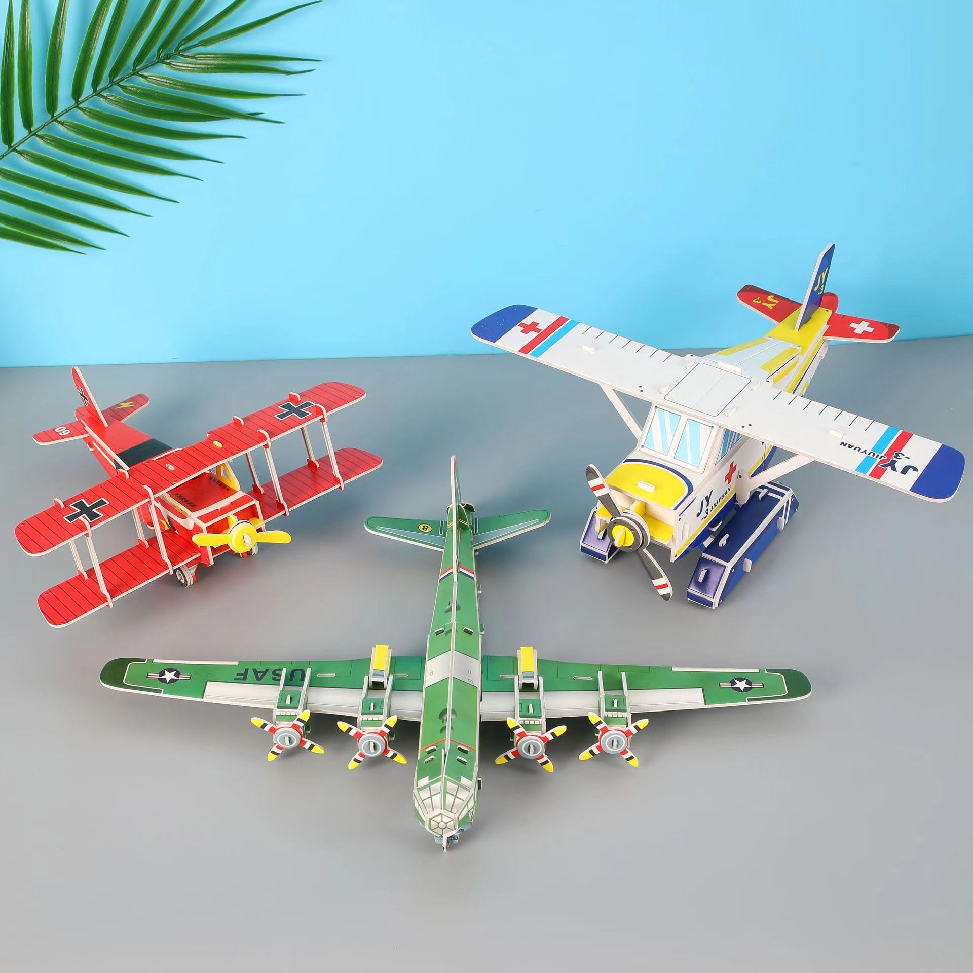 Children's Paper Assembled Airplane Model 3D Puzzle Toy
