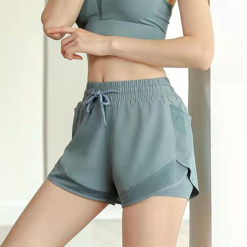 Breathable Women Fitness Gym Yoga Booty Biker Drawstring Waist Sports Shorts With Phone Pocket