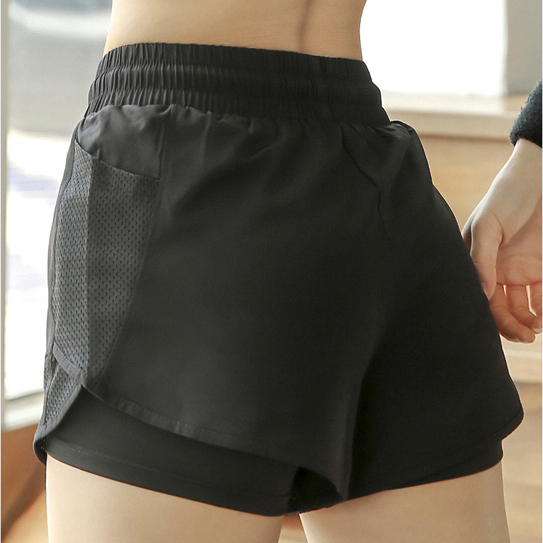 Breathable Women Fitness Gym Yoga Booty Biker Drawstring Waist Sports Shorts With Phone Pocket