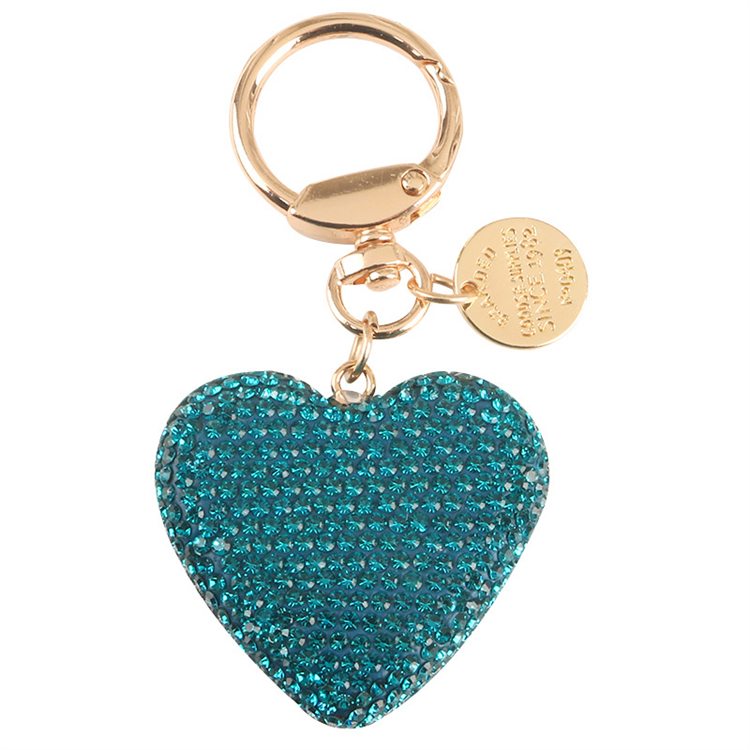 Fashion Trendy Beautiful Colorful Heart Shape 3d Metal Crystal Key Chain