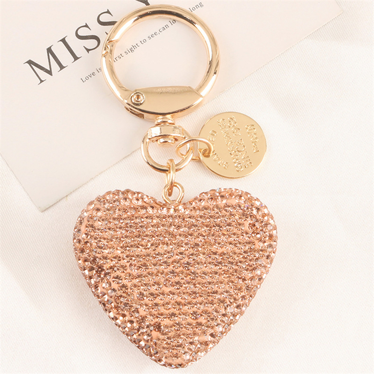 Fashion Trendy Beautiful Colorful Heart Shape 3d Metal Crystal Key Chain
