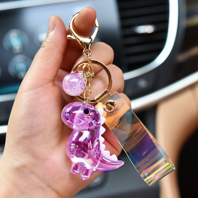 Cartoon Creative Magic Color Acrylic Dinosaur Key Ring Car Key Chain Bag Accessories Gifts