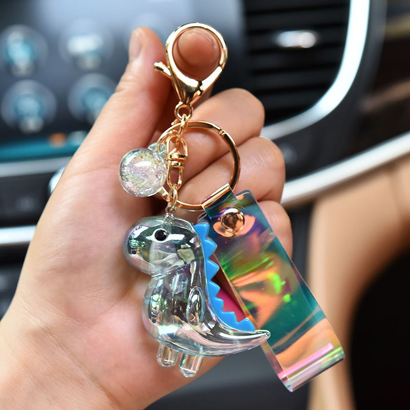 Cartoon Creative Magic Color Acrylic Dinosaur Key Ring Car Key Chain Bag Accessories Gifts