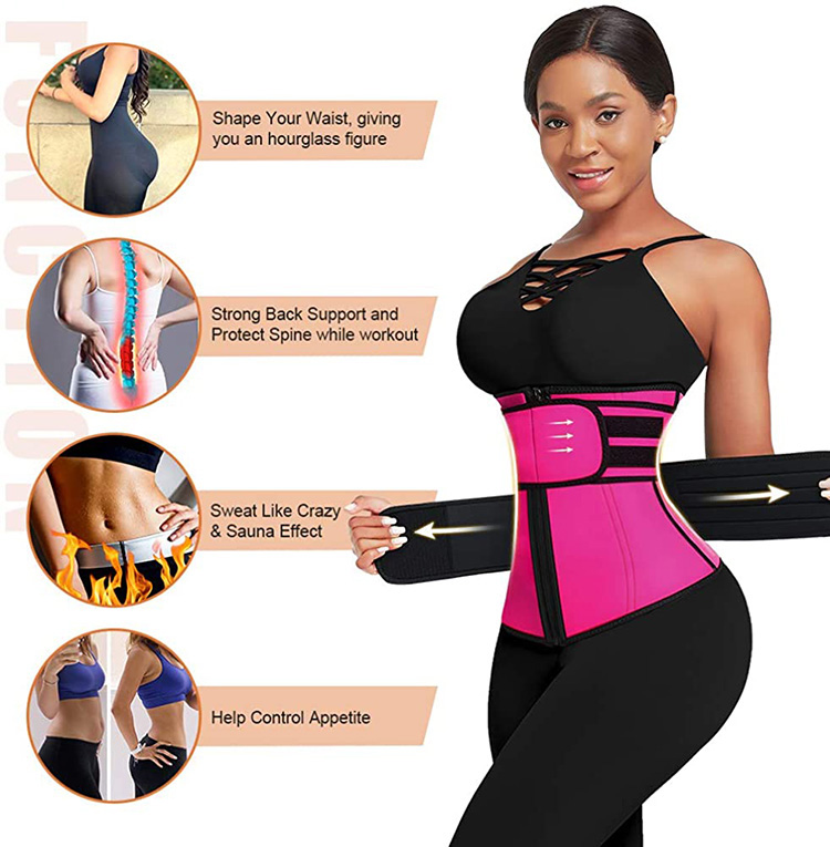 Waist Trainer Double Belt Short Torso Steel Boned Plus Size Waist Trainer Latex Corset Waist Trainer