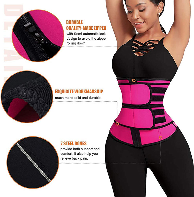 Waist Trainer Double Belt Short Torso Steel Boned Plus Size Waist Trainer Latex Corset Waist Trainer