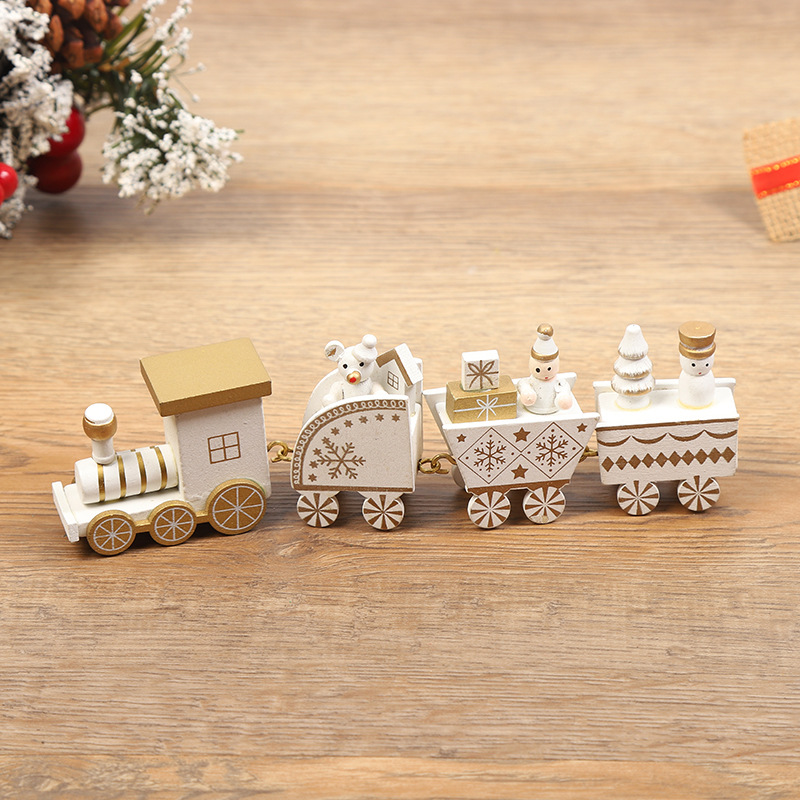 Christmas Wooden Train Mini Train Decor Set for Christmas Party  Kids Gift Set Under Christmas Tree Decorations