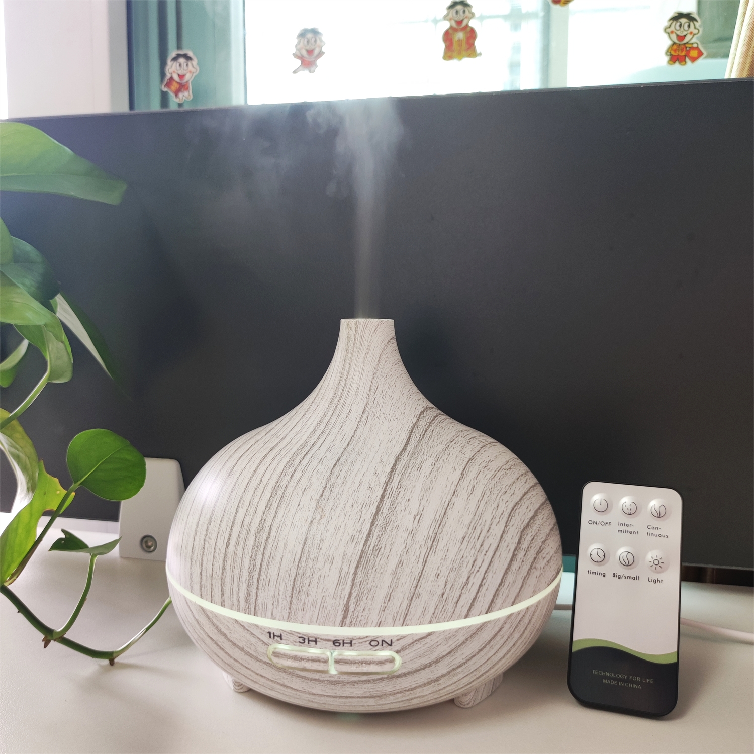 2023 Hot Sale Ultrasonic Air Humidifier 500ml Wood Grain Electric Essential Oil Aroma Diffuser With Remote Control