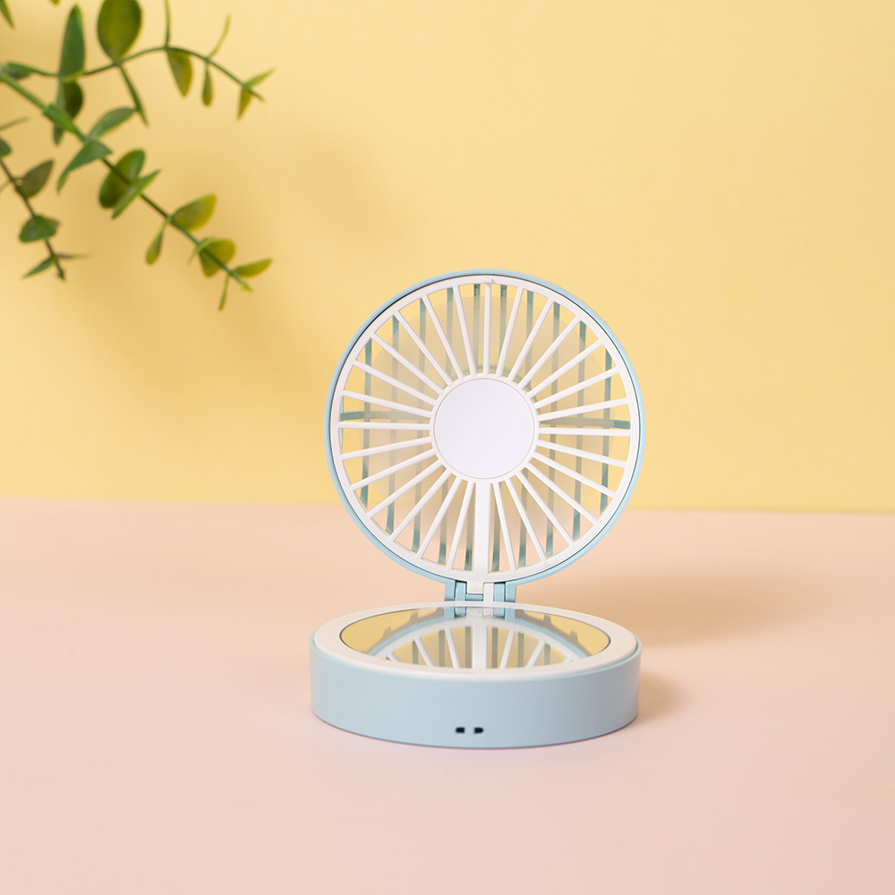 IMYCOO Portable Mini Rechargeable Fan With Mirror  Hot Beauty Personal Small Mirror Lash Fan