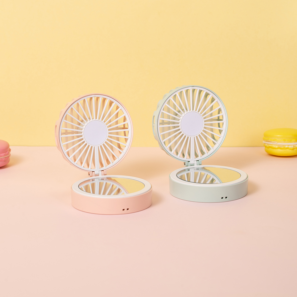 IMYCOO Portable Mini Rechargeable Fan With Mirror  Hot Beauty Personal Small Mirror Lash Fan