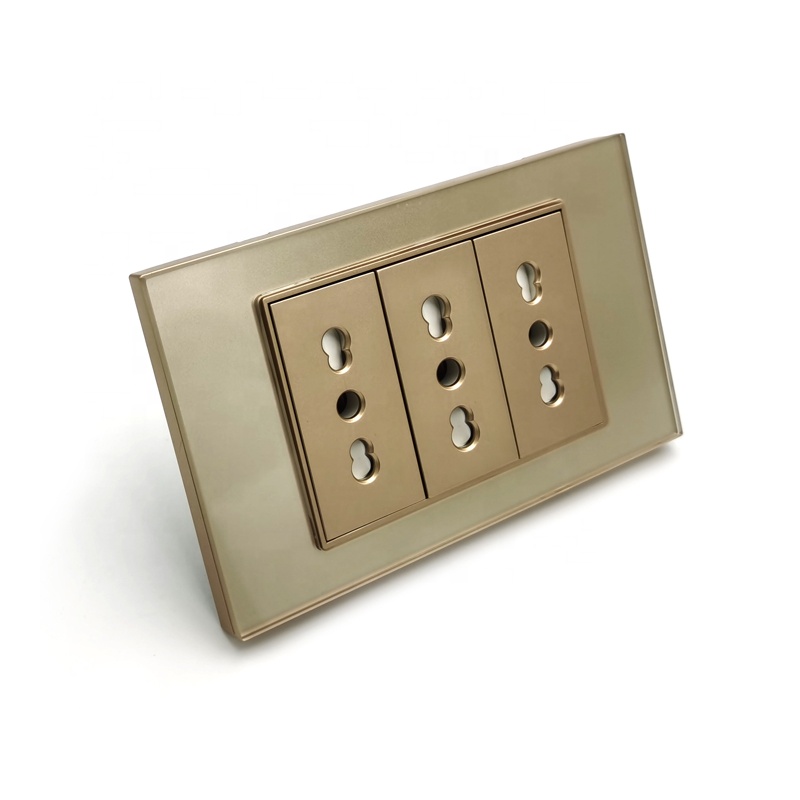 Luxury plug 3gang home outlets wall AC power modular italian socket
