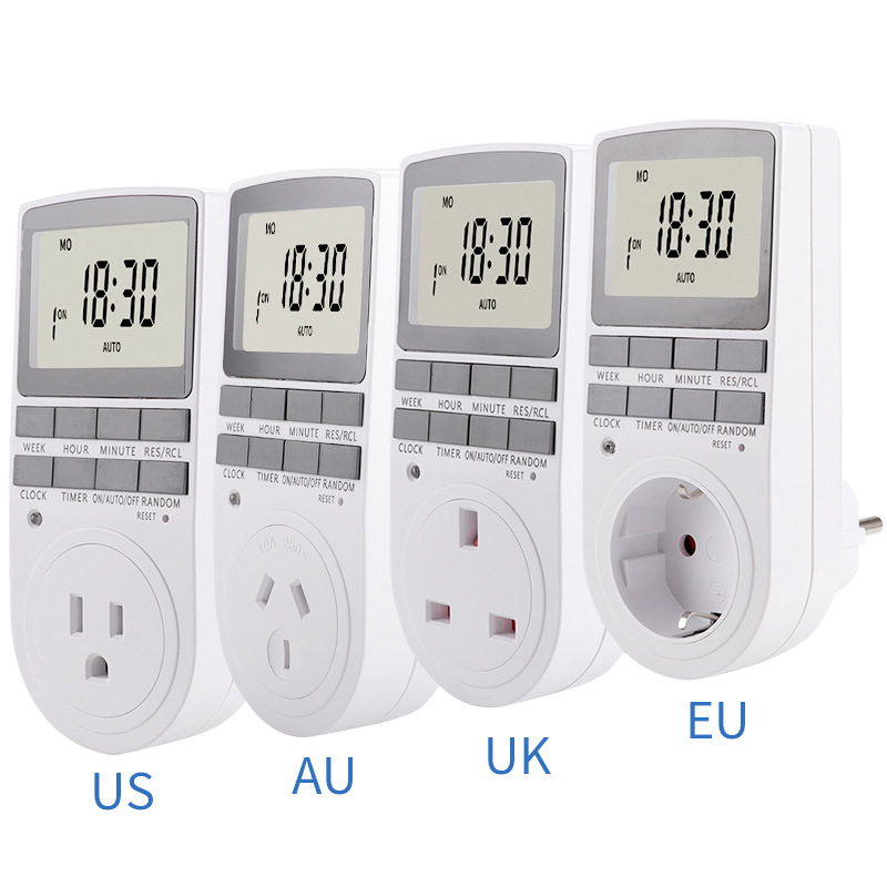 digital Big LCD display smart electrical programmable timer switch smart timer plug outlet timer socket