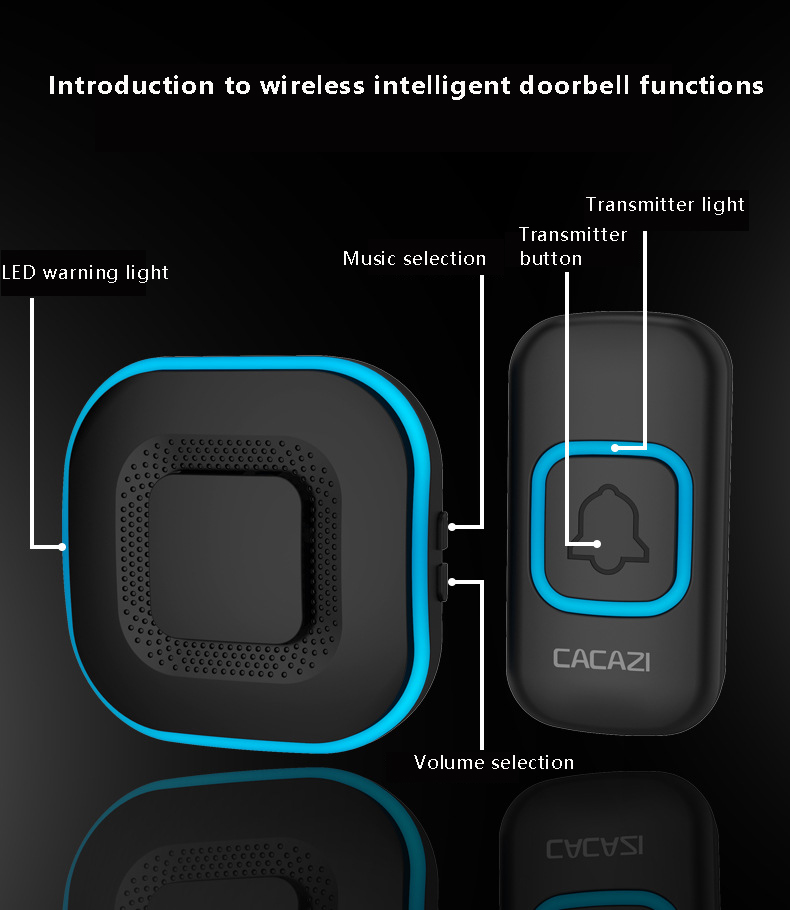 Digital One Receiver One Transmitter Waterproof Reminder Ring Door Bell Wireless