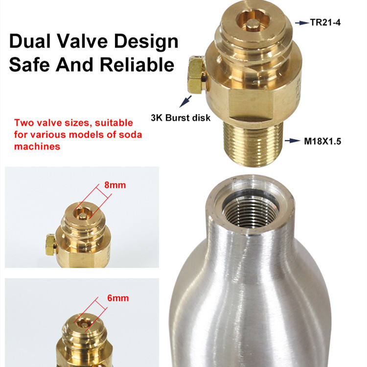 Refillable Gas Bottle 0.6 L Co2 Tank sodamaker 360g Co2 gas Cylinder For Vending Machine Soda Water Maker