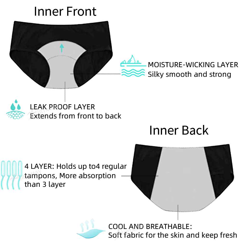 Max10 4 layers 55ml leakproof high waist underwear period panties women seamless menstrual underpants culotte menstruell