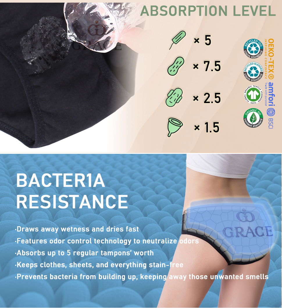 4 Layers Colorful Bamboo Bragas Menstruales Super Absorbent Lining Leakproof Physiological Period Menstrual Panties Unde