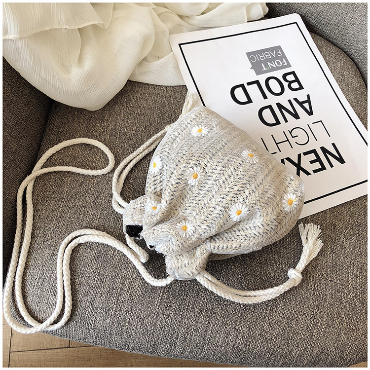 Mini Printed Drawstring Bucket Bag with Daisy Crossbody Strap Small Pouch Favor, Women's & Ladies' Handbags