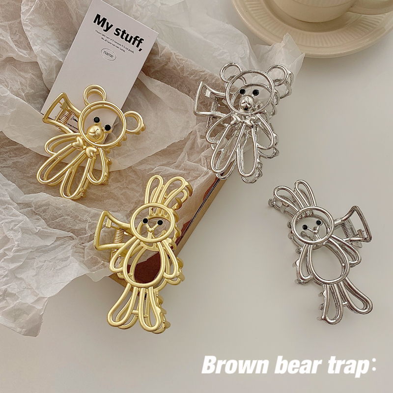 Korea cute metal bear rabbit hair claw alloy temperament clip headdress butterfly hair claw clips