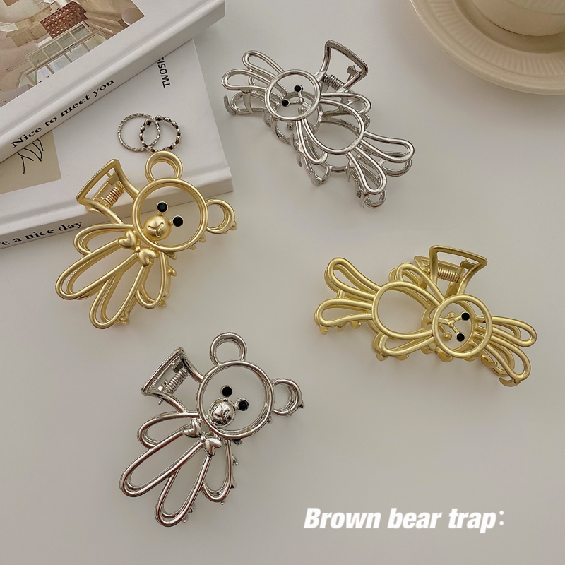 Korea cute metal bear rabbit hair claw alloy temperament clip headdress butterfly hair claw clips
