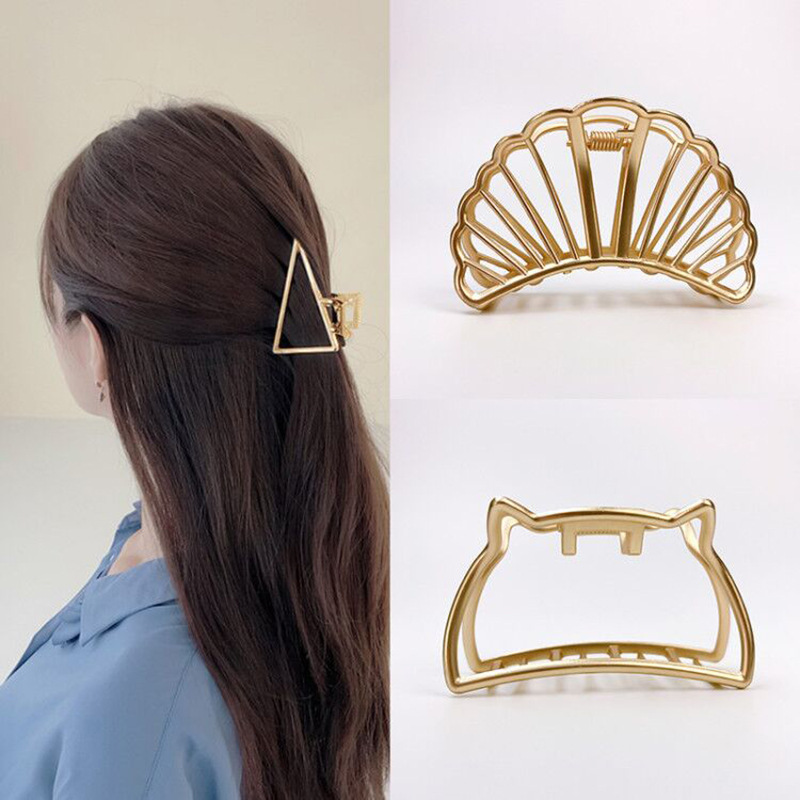 New Arrival Popular Simple Transparent Hair Claw Clip Geometric Colorful Hollow Bath Women Hair Accessories