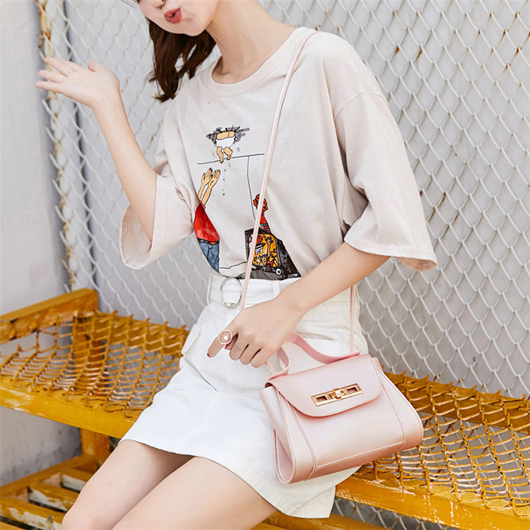 Pu Leather  Retro Casual Teenager Low Price Pink Color Small Ladies Shoulder Bag Woman