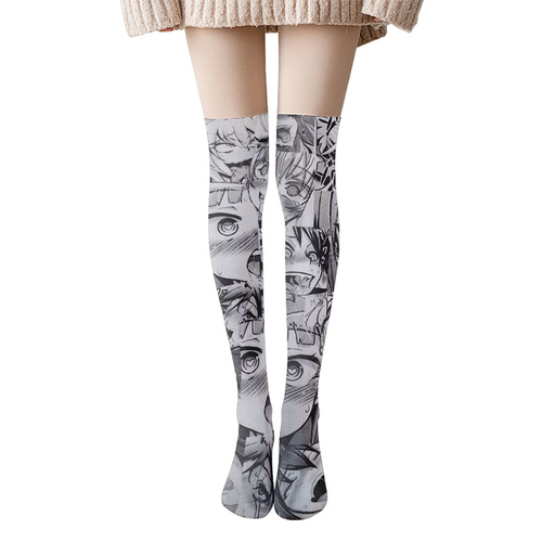   20D  cartoon funny socks Cute lolita printing designer Women's  Hosiery thigh high stockings