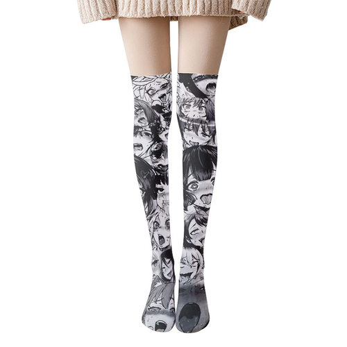   20D  cartoon funny socks Cute lolita printing designer Women's  Hosiery thigh high stockings